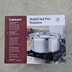 Cuisinart MultiClad Pro 6 Qt. Stainless Steel Stockpot. Dishwasher Safe.